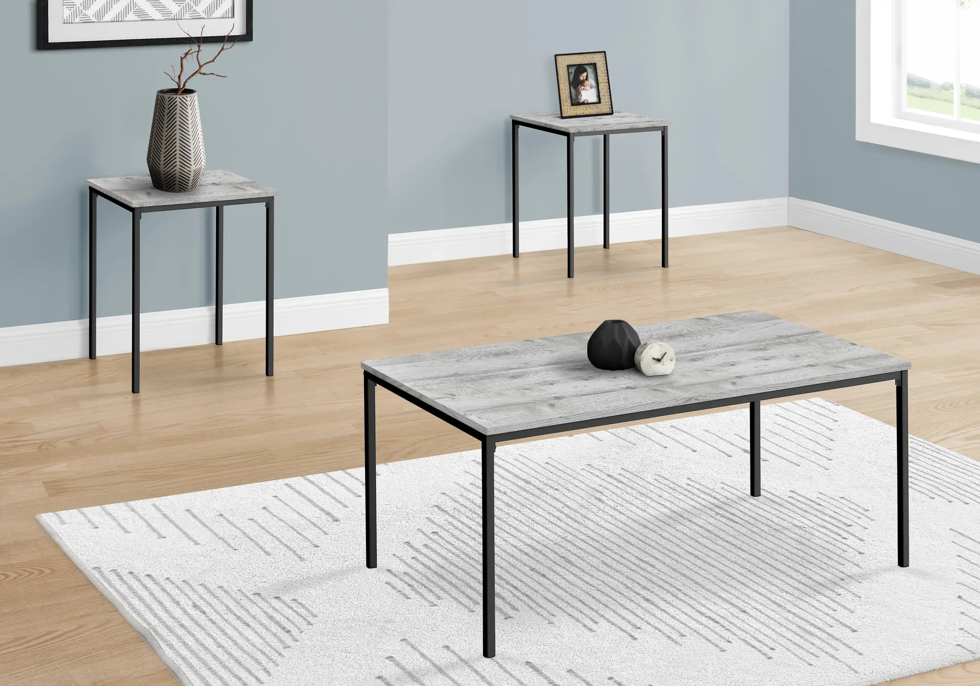 Carly Gray and Black Tables, Set of 3-2
