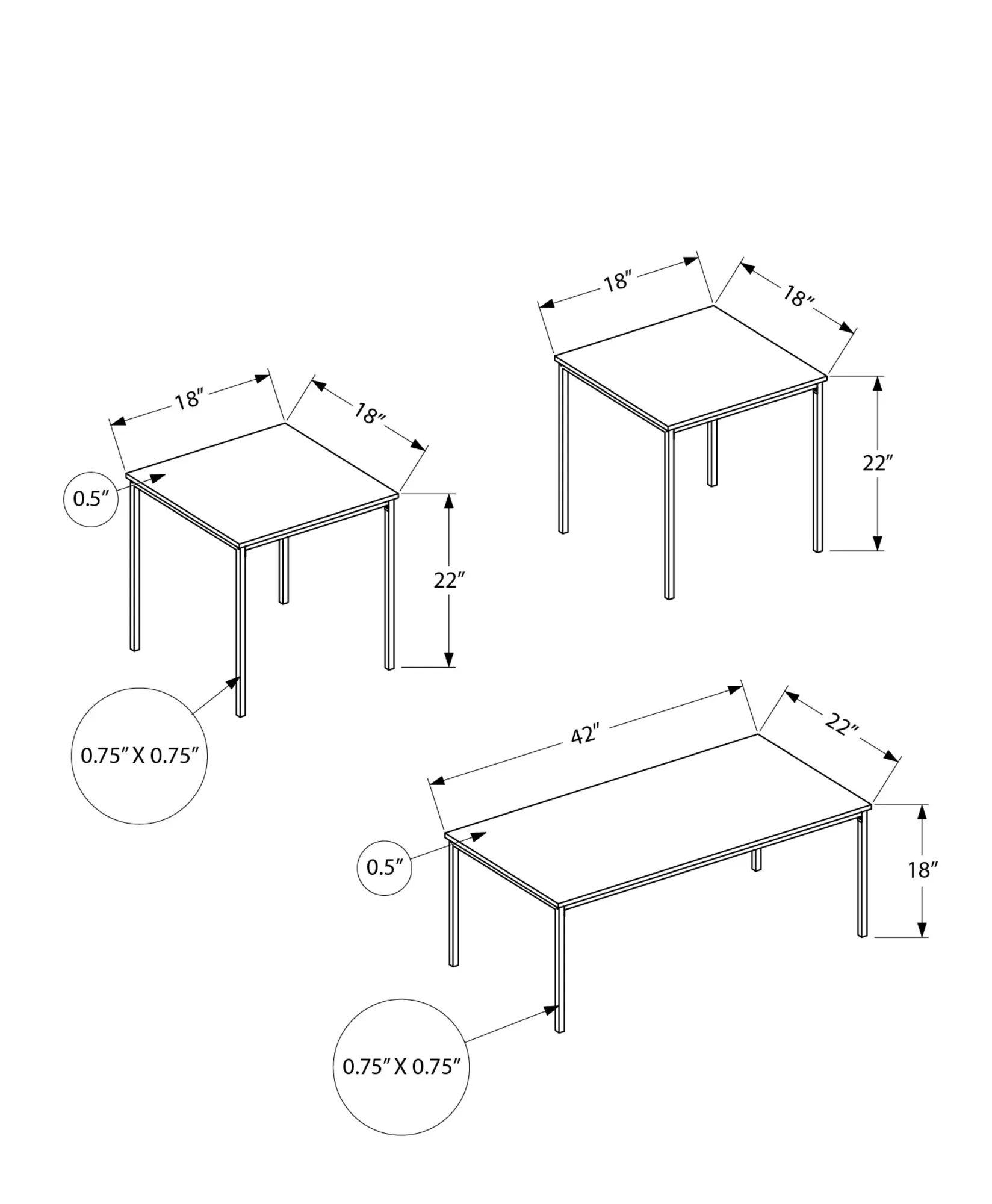 Carly Gray and Black Tables, Set of 3-3