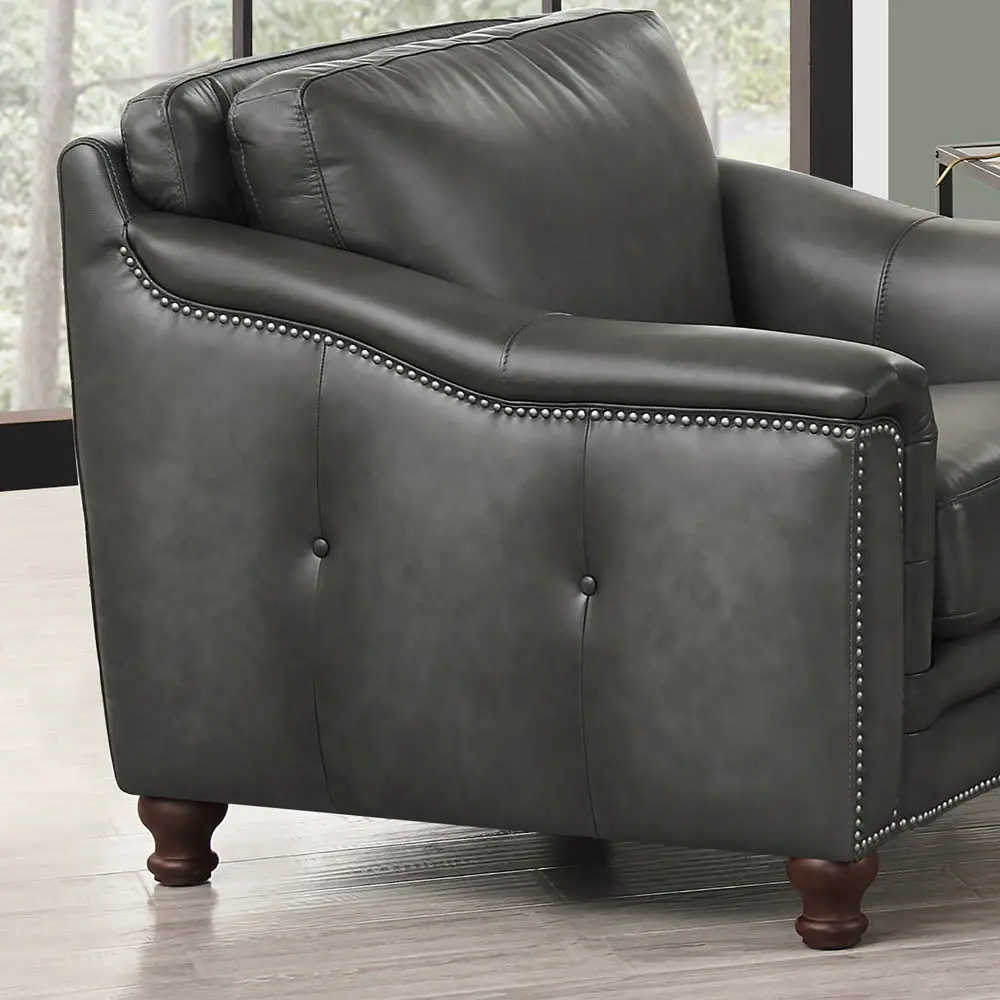 Billingham Ash Gray Leather Chair-4