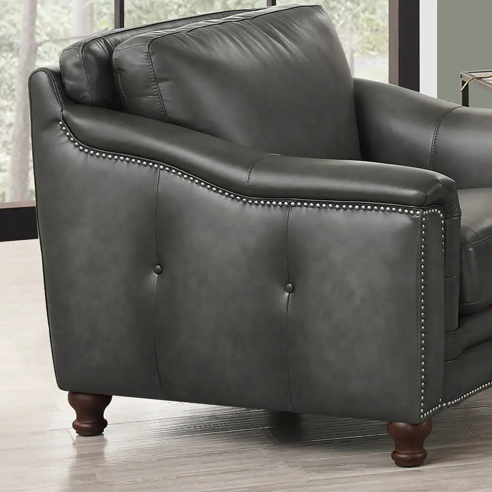 Billingham Ash Gray Leather Chair-2