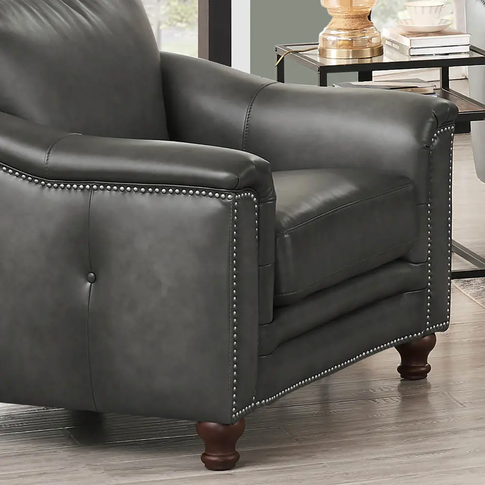 Billingham Ash Gray Leather Chair-5