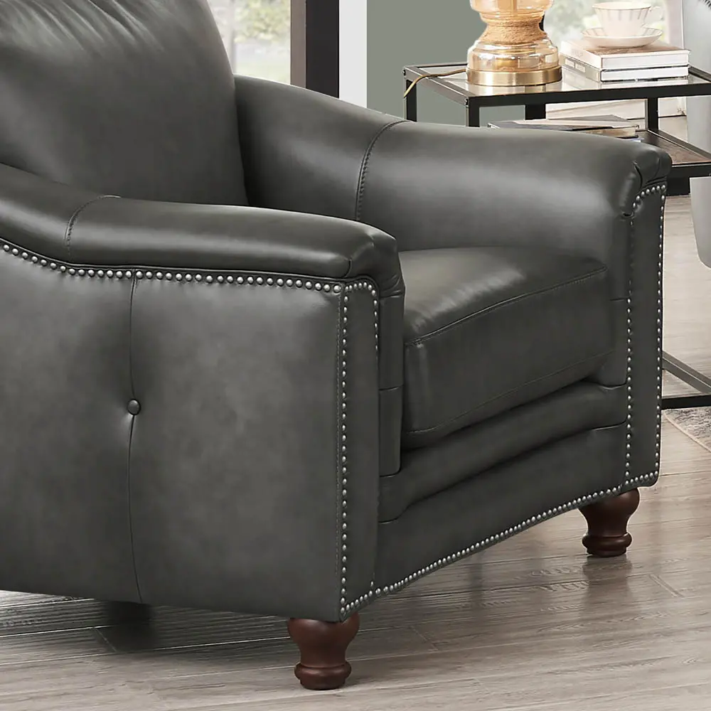 Billingham Ash Gray Leather Chair-3