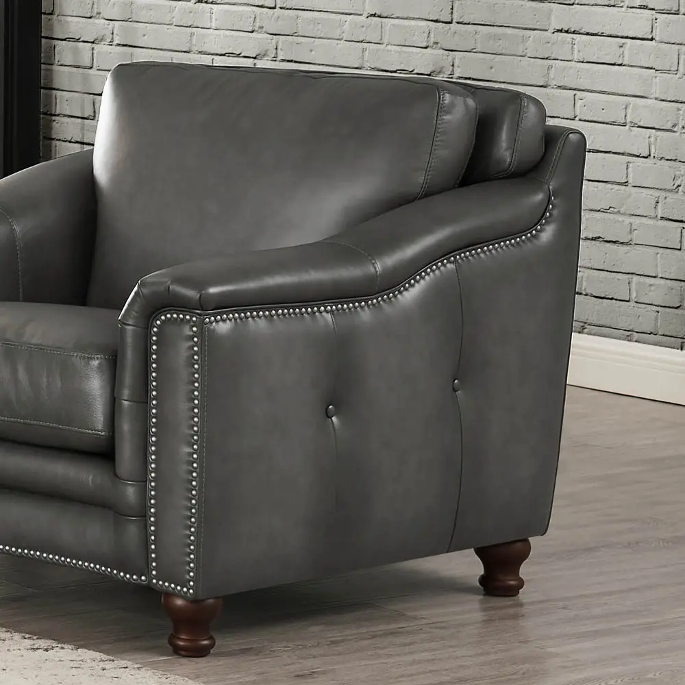 Billingham Ash Gray Leather Chair-6