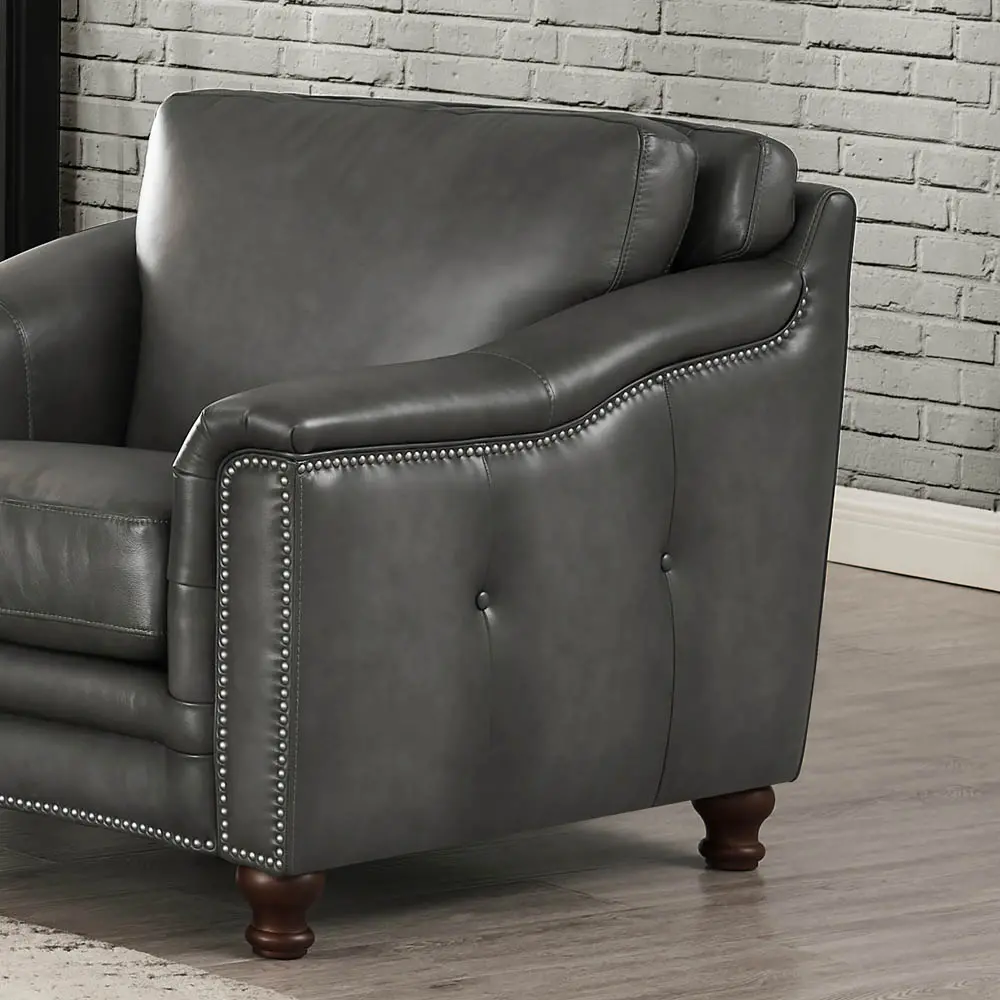 Billingham Ash Gray Leather Chair-4