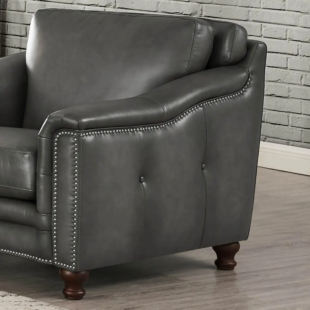 Billingham Ash Gray Leather Chair-7