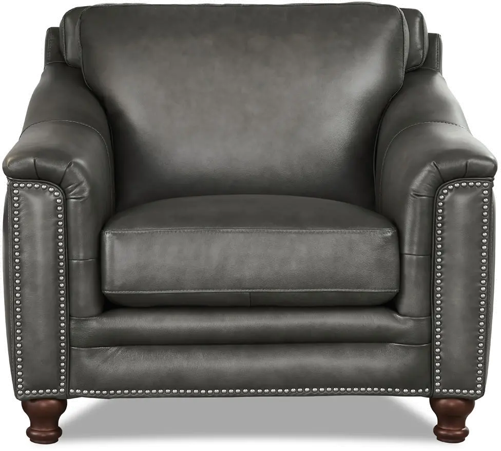Billingham Ash Gray Leather Chair-1