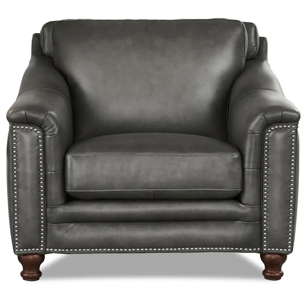 Billingham Ash Gray Leather Chair-5