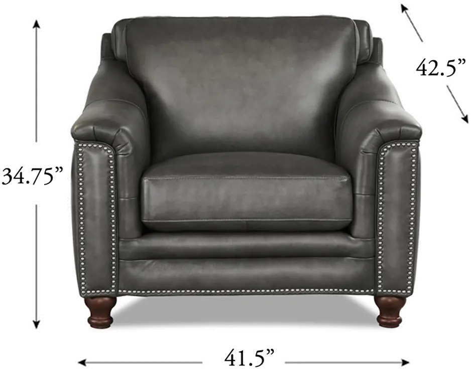 Billingham Ash Gray Leather Chair-3