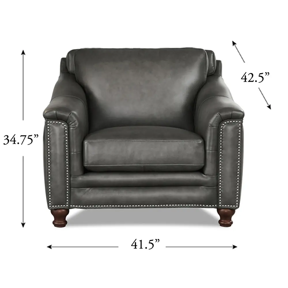 Billingham Ash Gray Leather Chair-6