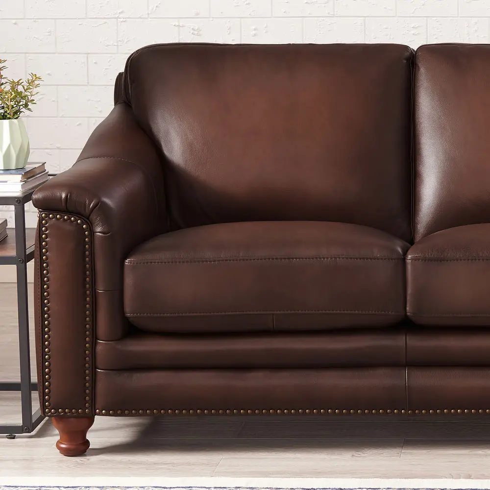 Billingham Caramel Brown Leather Loveseat-2