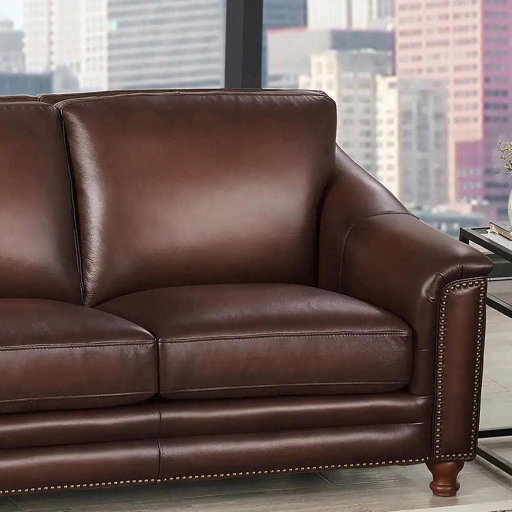 Billingham Caramel Brown Leather Loveseat-3