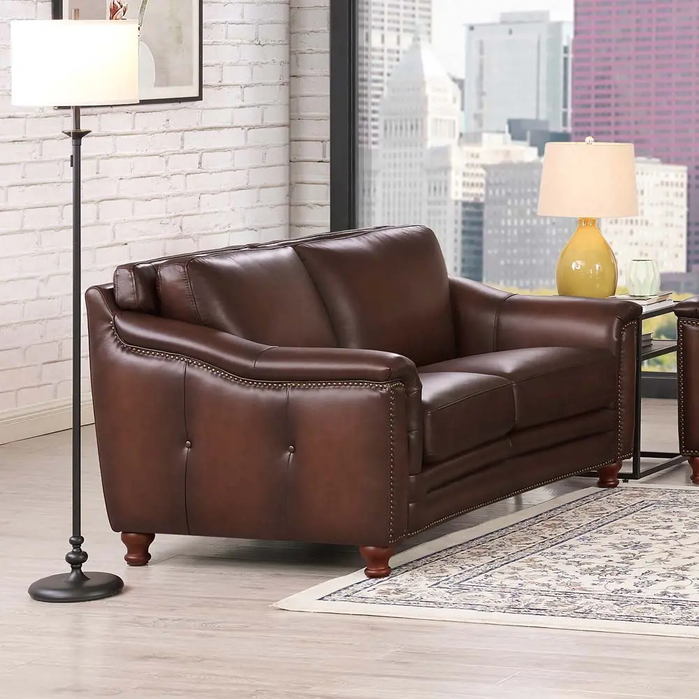 Billingham Caramel Brown Leather Loveseat-4