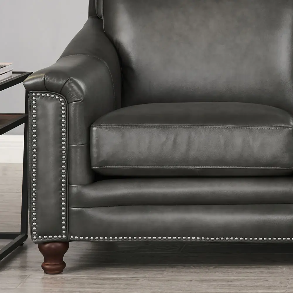 Billingham Ash Gray Leather Loveseat-3
