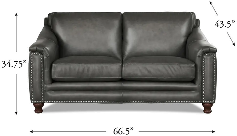 Billingham Ash Gray Leather Loveseat-3
