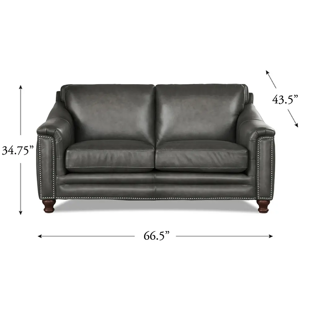 Billingham Ash Gray Leather Loveseat-6