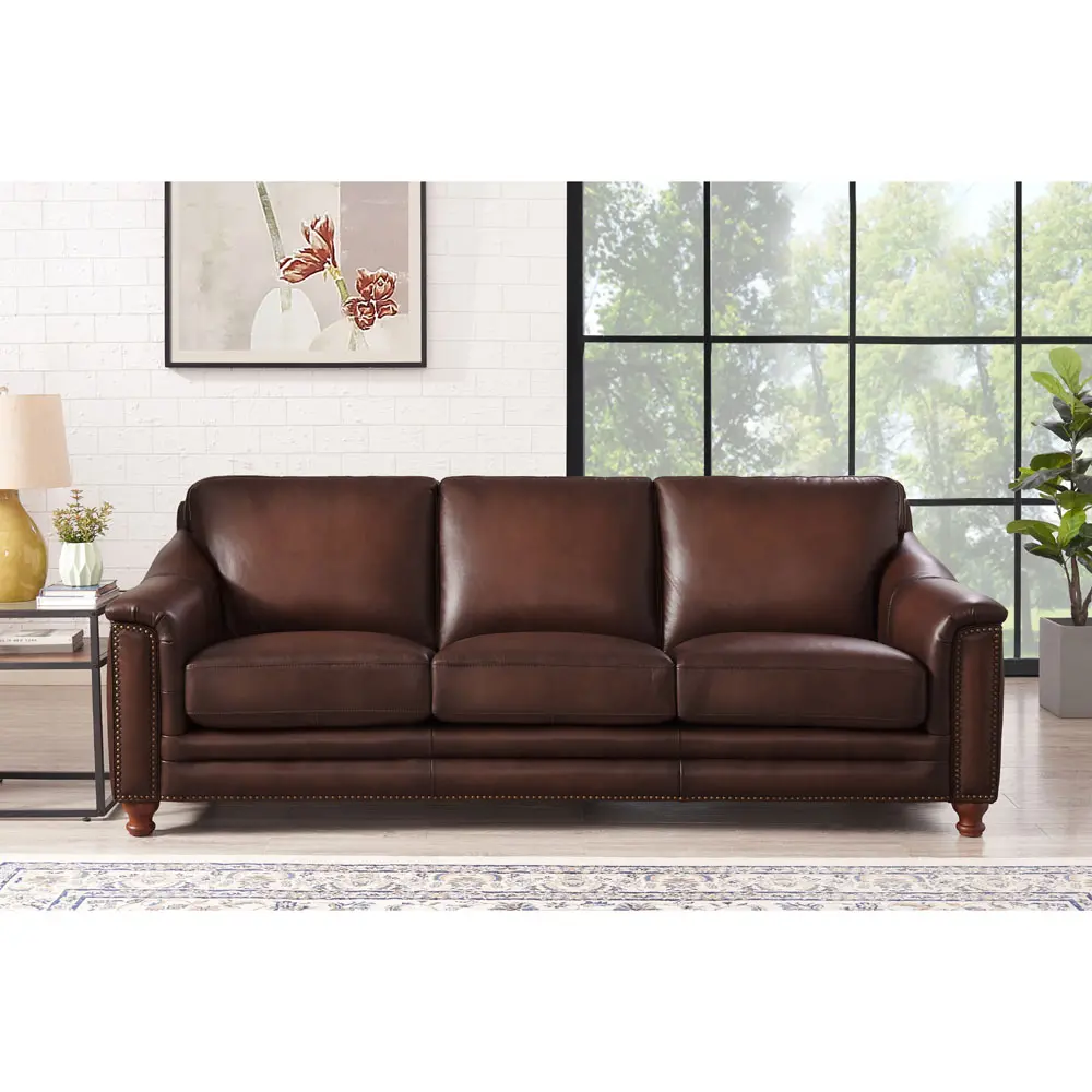 Billingham Caramel Brown Leather Sofa-1