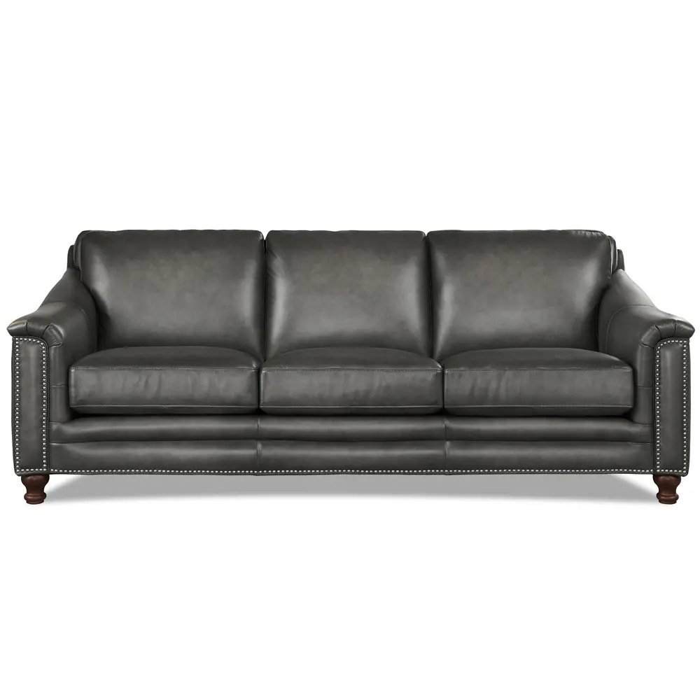 Billingham Ash Gray Leather Sofa-1