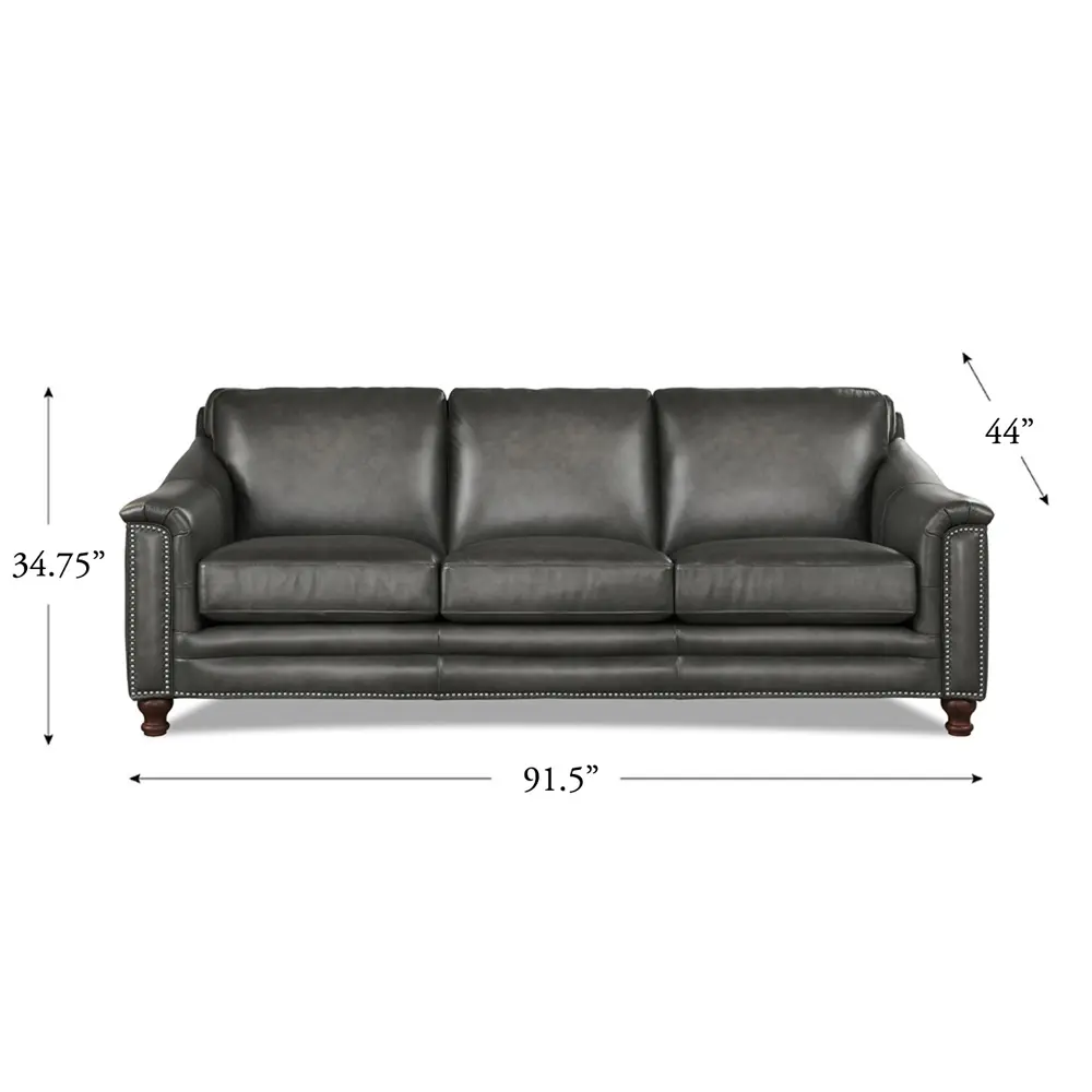 Billingham Ash Gray Leather Sofa-6
