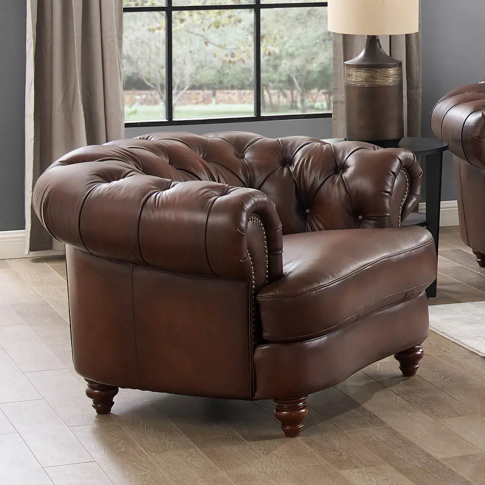 Nottingham Caramel Brown Leather Chair-2