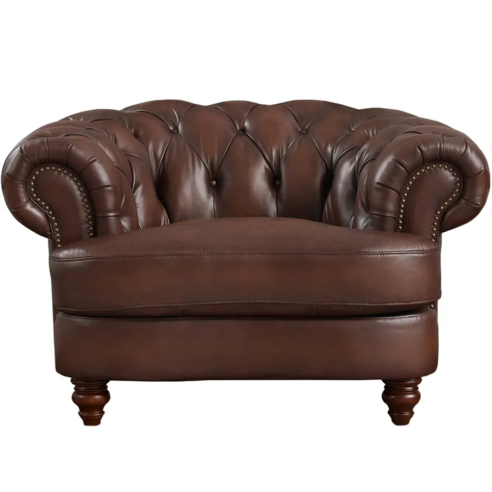 Nottingham Caramel Brown Leather Chair-1