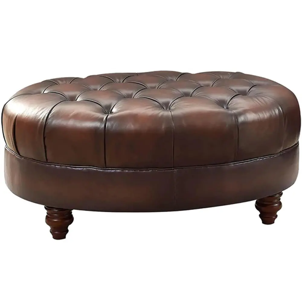 Nottingham Caramel Brown Leather Ottoman-2