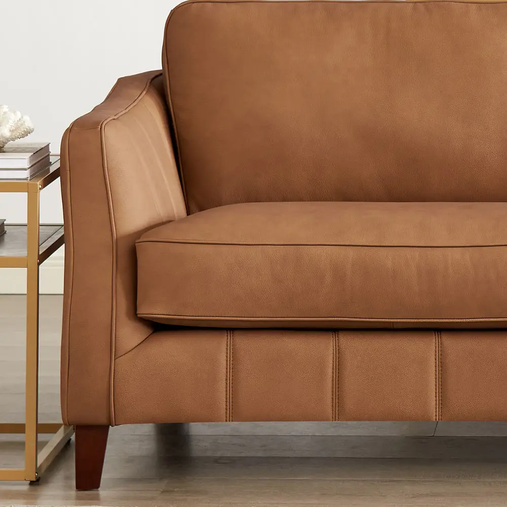 Sara Saddle Brown Leather Loveseat-2