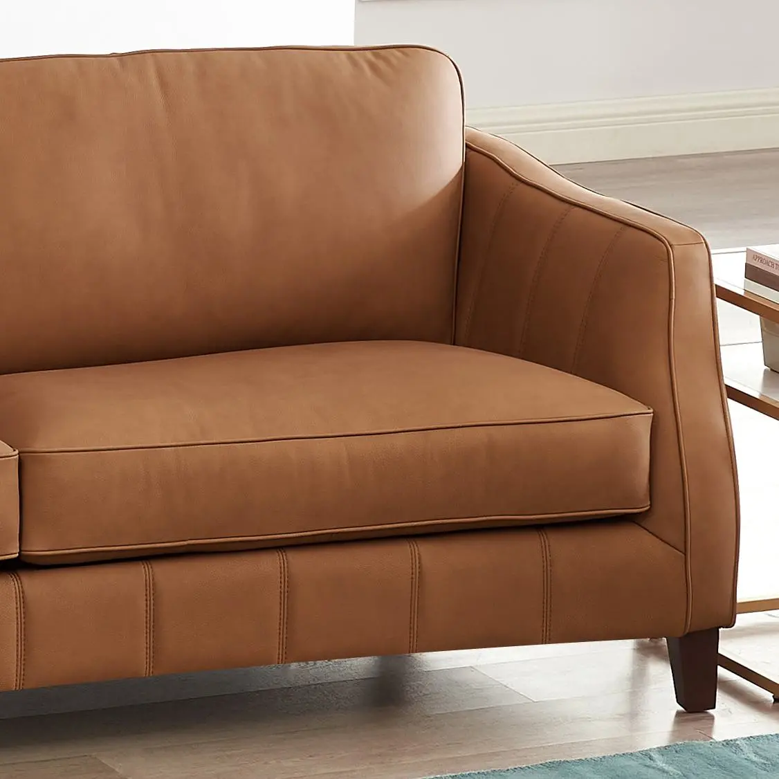 Sara Saddle Brown Leather Loveseat-3