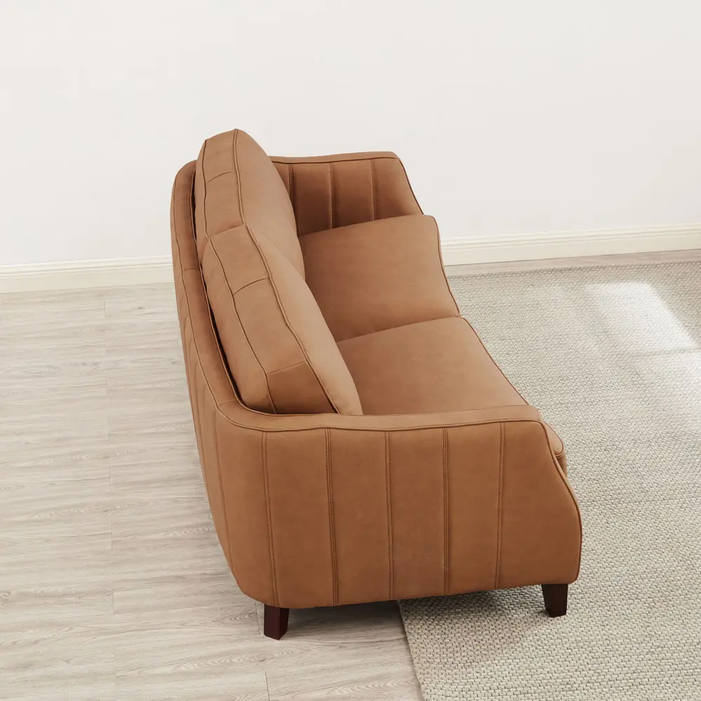 Sara Saddle Brown Leather Loveseat-4
