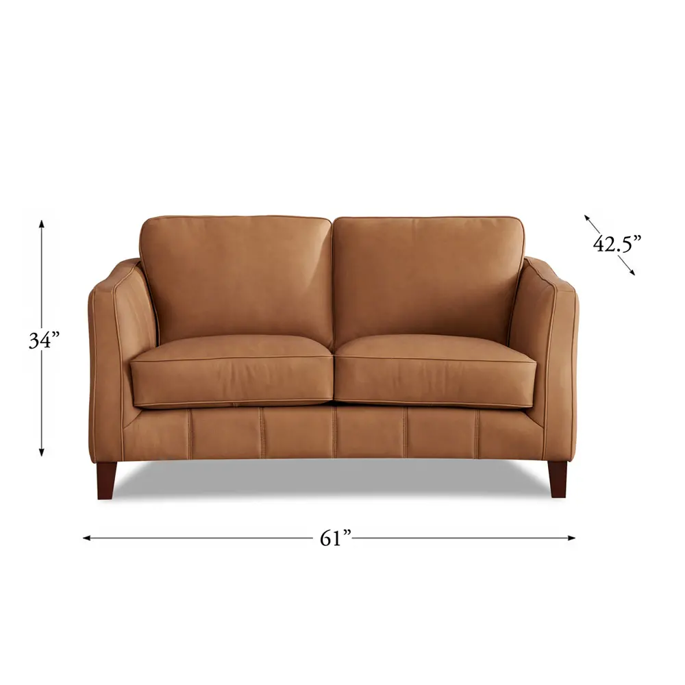 Sara Saddle Brown Leather Loveseat-7