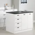 15445 Amaro White and Black Stone Kitchen Island - South Shore