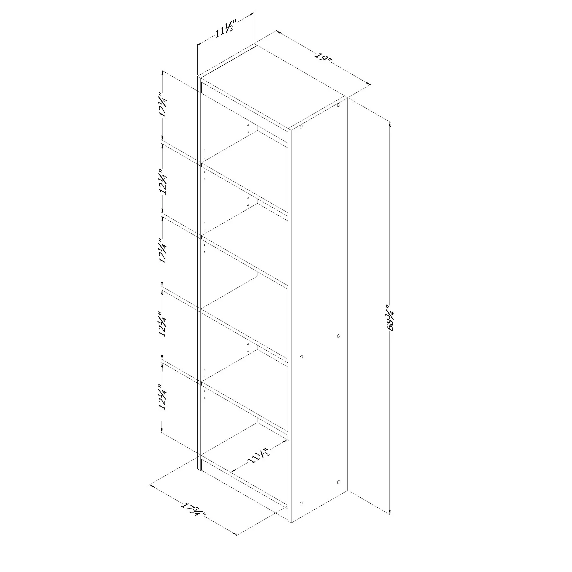 7276758 South Shore Axess Morgan Cherry 5-Shelf Narrow Bookcase-3