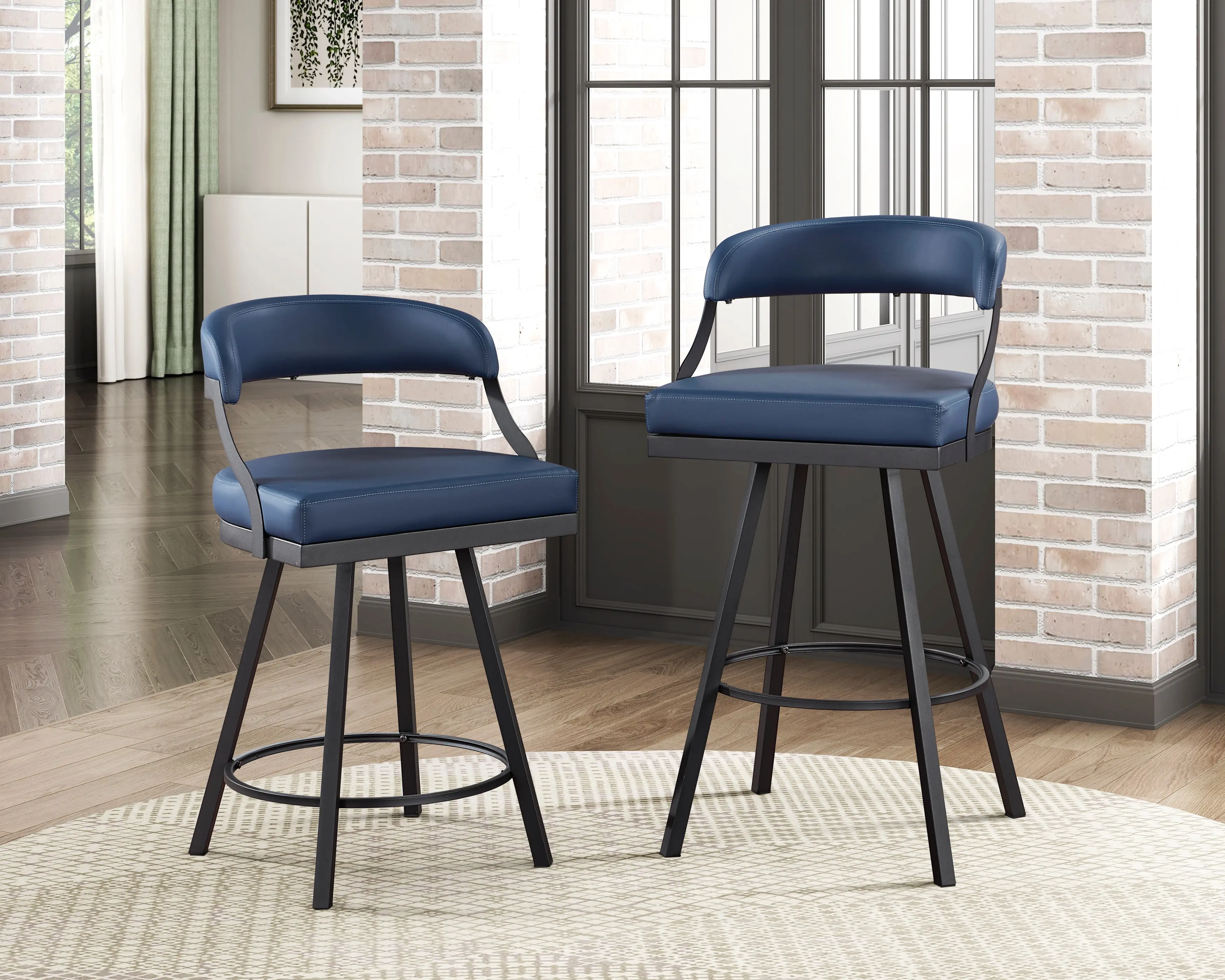 Polson Blue Faux Leather Counter-Height Stool-2