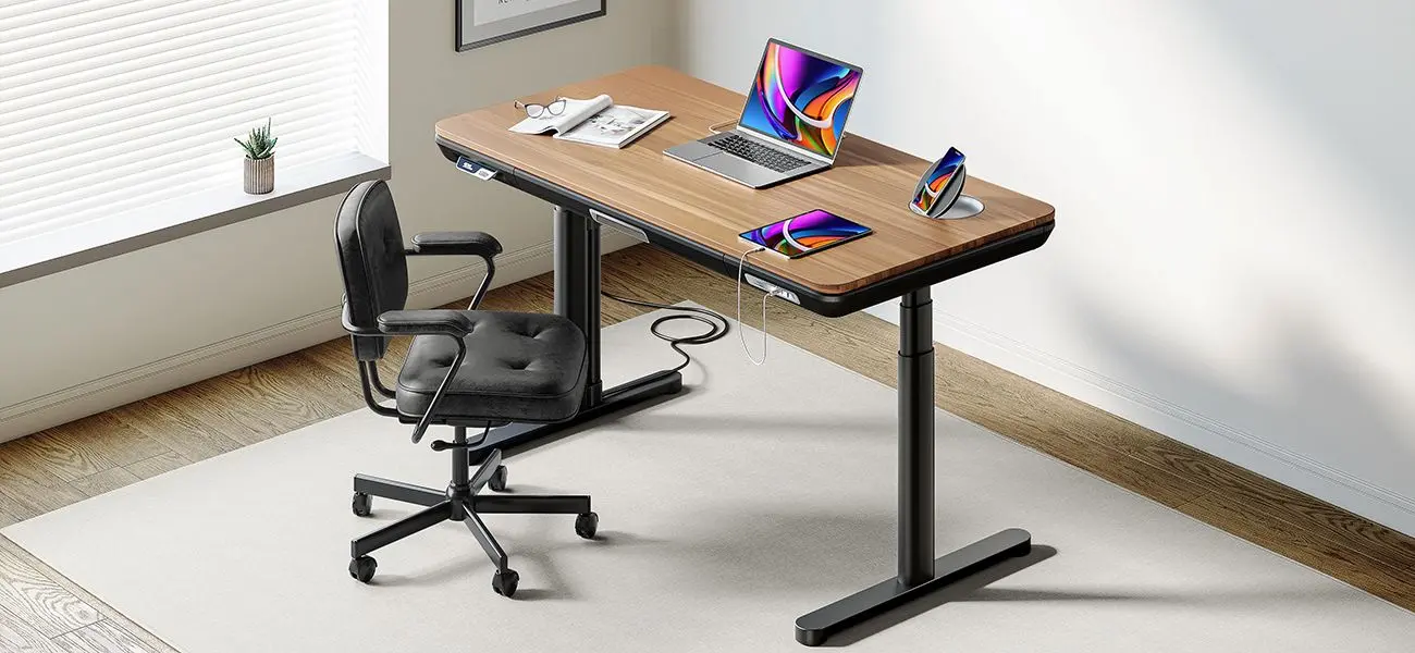 ErgoFx Adjustable Height Standing Desk With Walnut Desktop-10