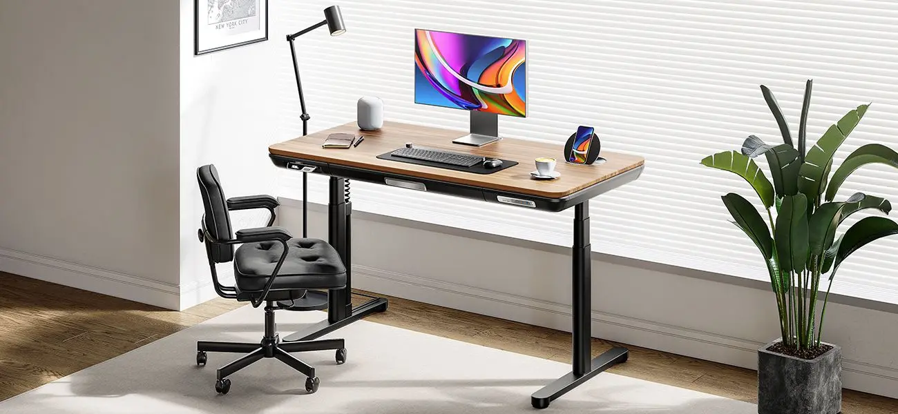 ErgoFx Adjustable Height Standing Desk With Walnut Desktop-11