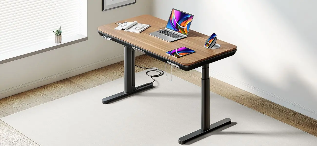 ErgoFx Adjustable Height Standing Desk With Walnut Desktop-2