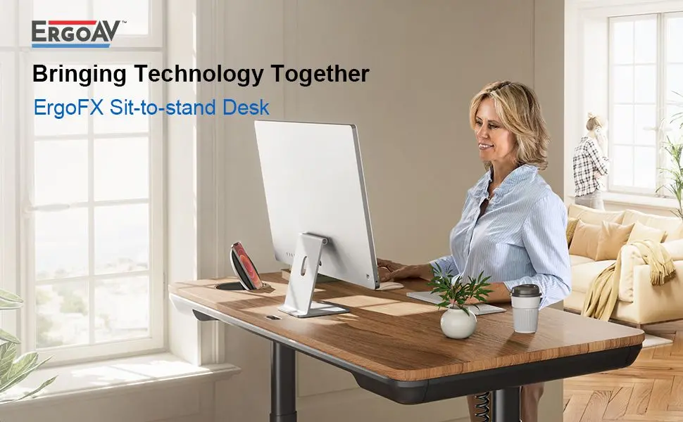 ErgoFx Adjustable Height Standing Desk With Walnut Desktop-7