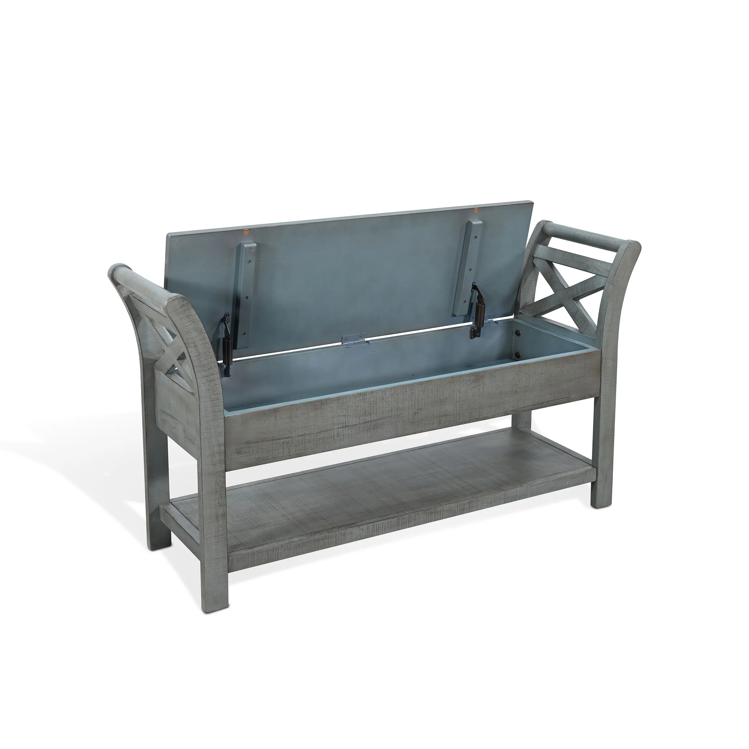 48 Blue Mahogany Rustic Bench-1
