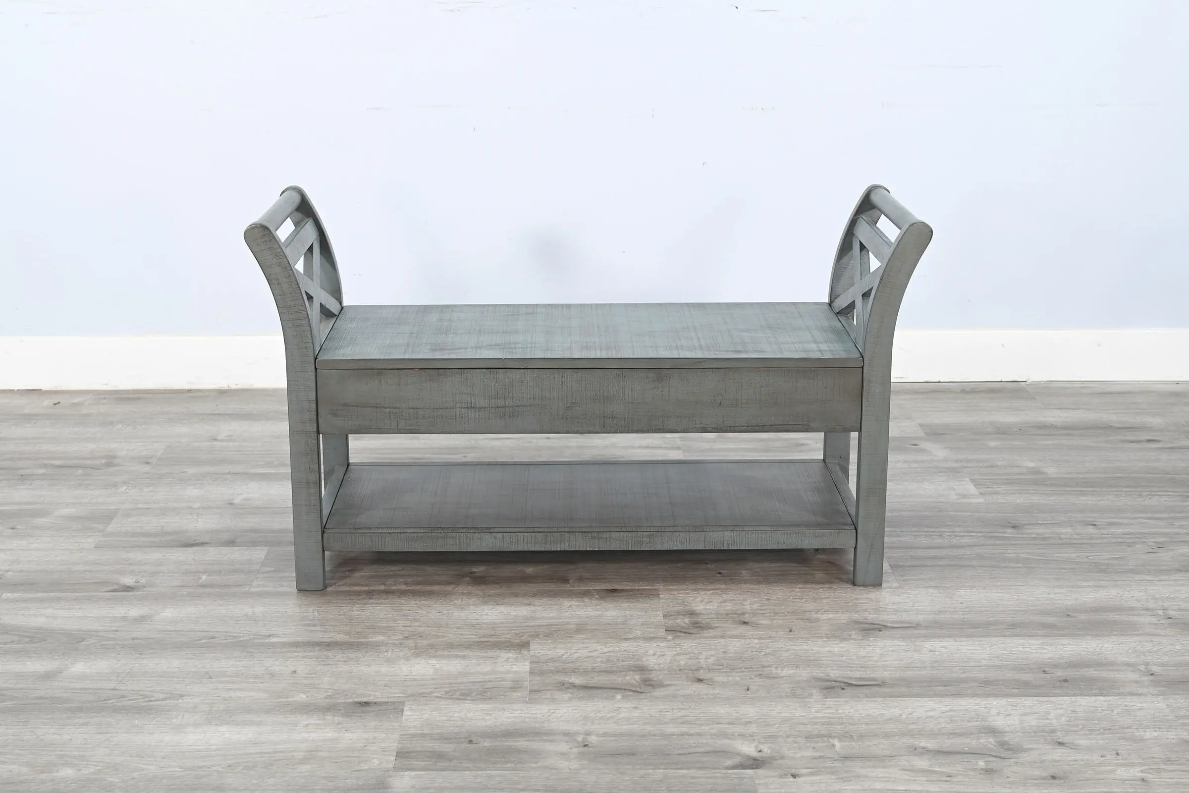 48 Blue Mahogany Rustic Bench-2