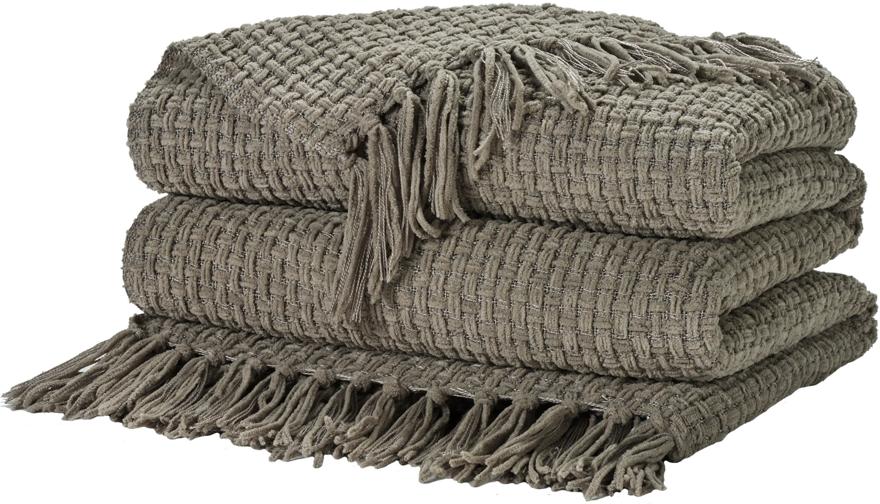 ZH225/GREY-THROW Mina Gray Waffle Weave Throw Blanket-1