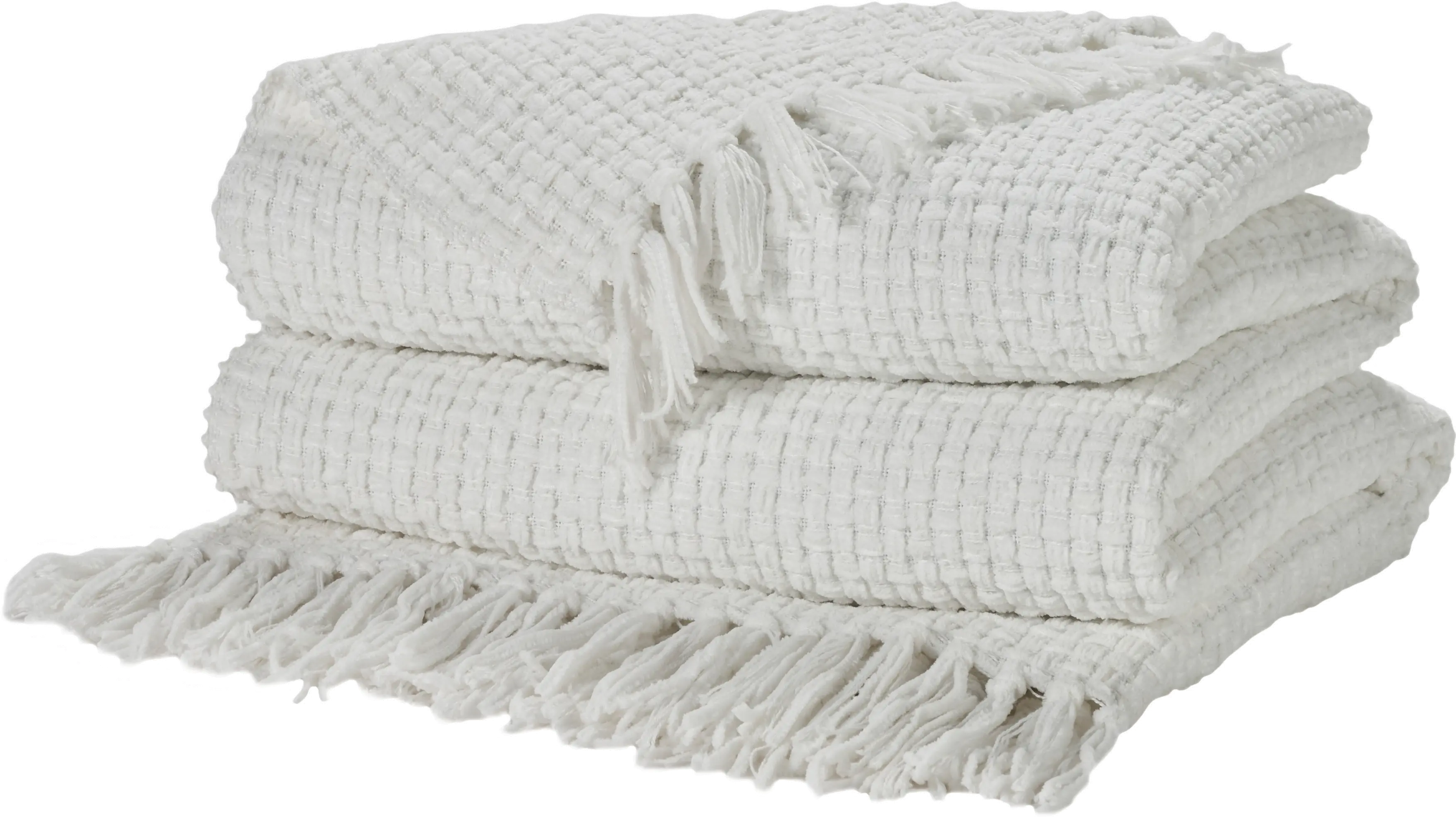 ZH225/WHITE-THROW Mina White Waffle Weave Throw Blanket-1