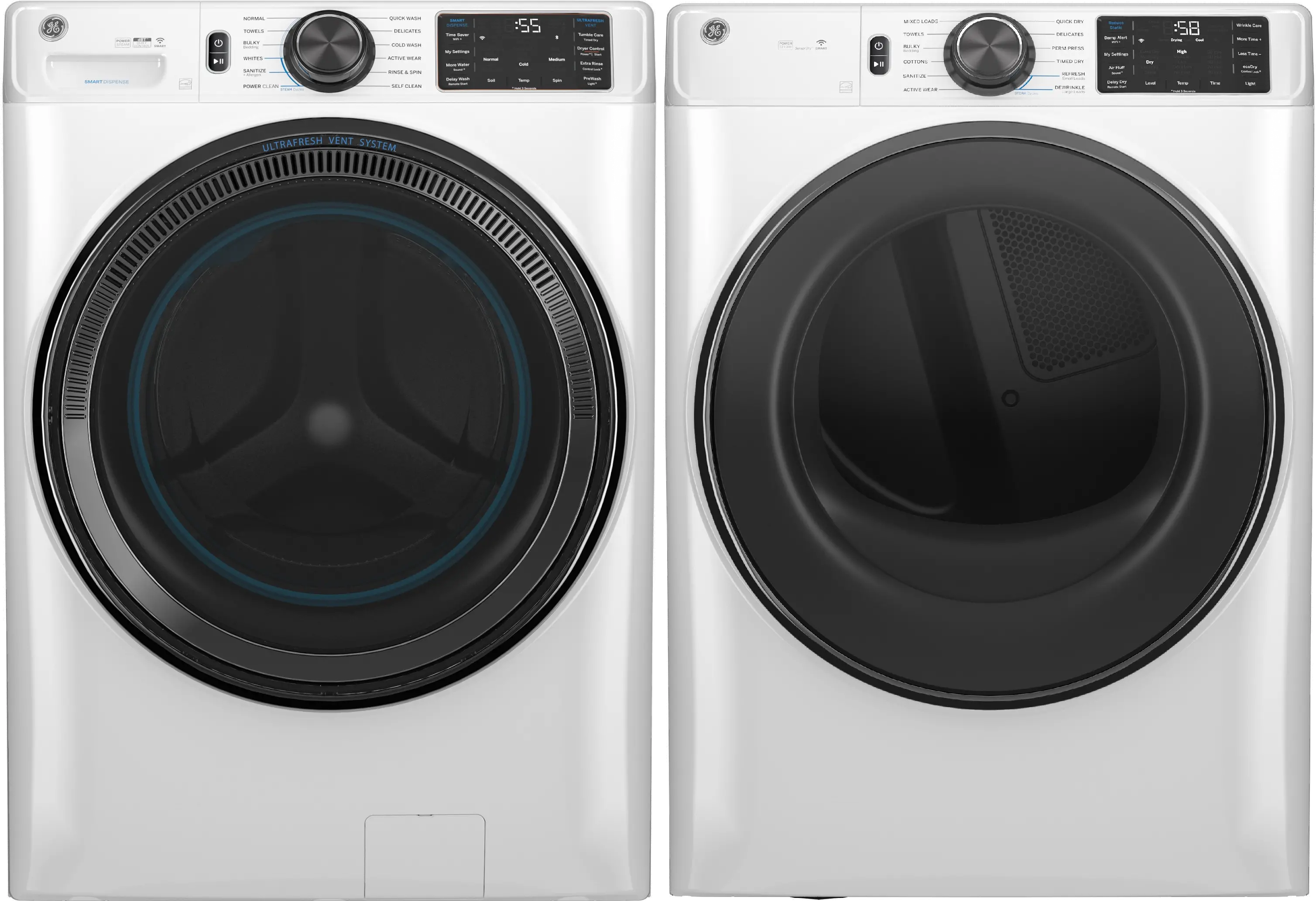 GEC-W/W-655-ELE--PR GE Front Load Electric Laundry Pair - White-1