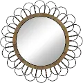 36 Inch Daisy Decorative Wall Mirror - Black/Tan