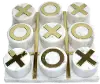 White Marble and Gold Tic-Tac-Toe Game