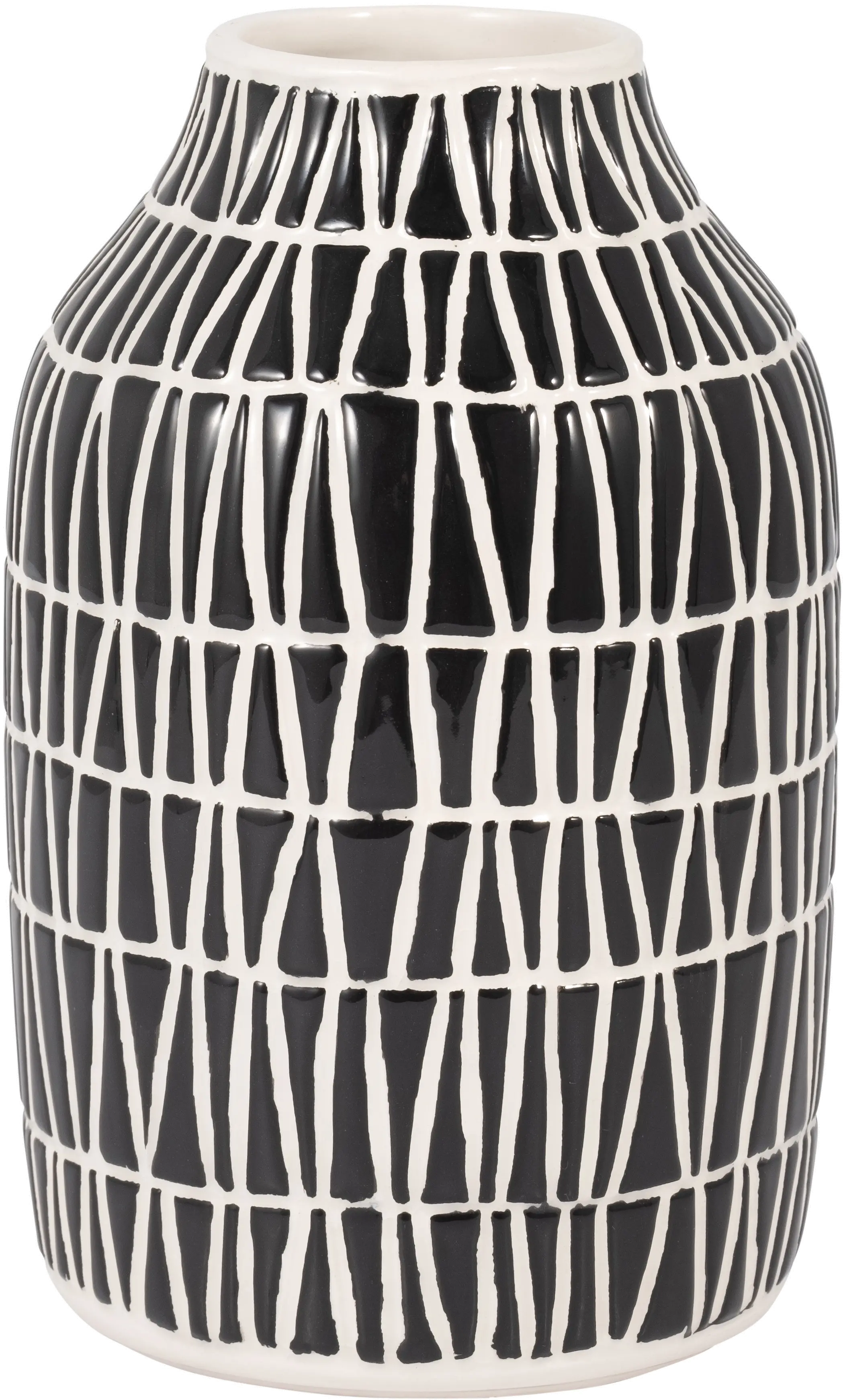 7-Inch Black and White Decorative Tribal Vase-1