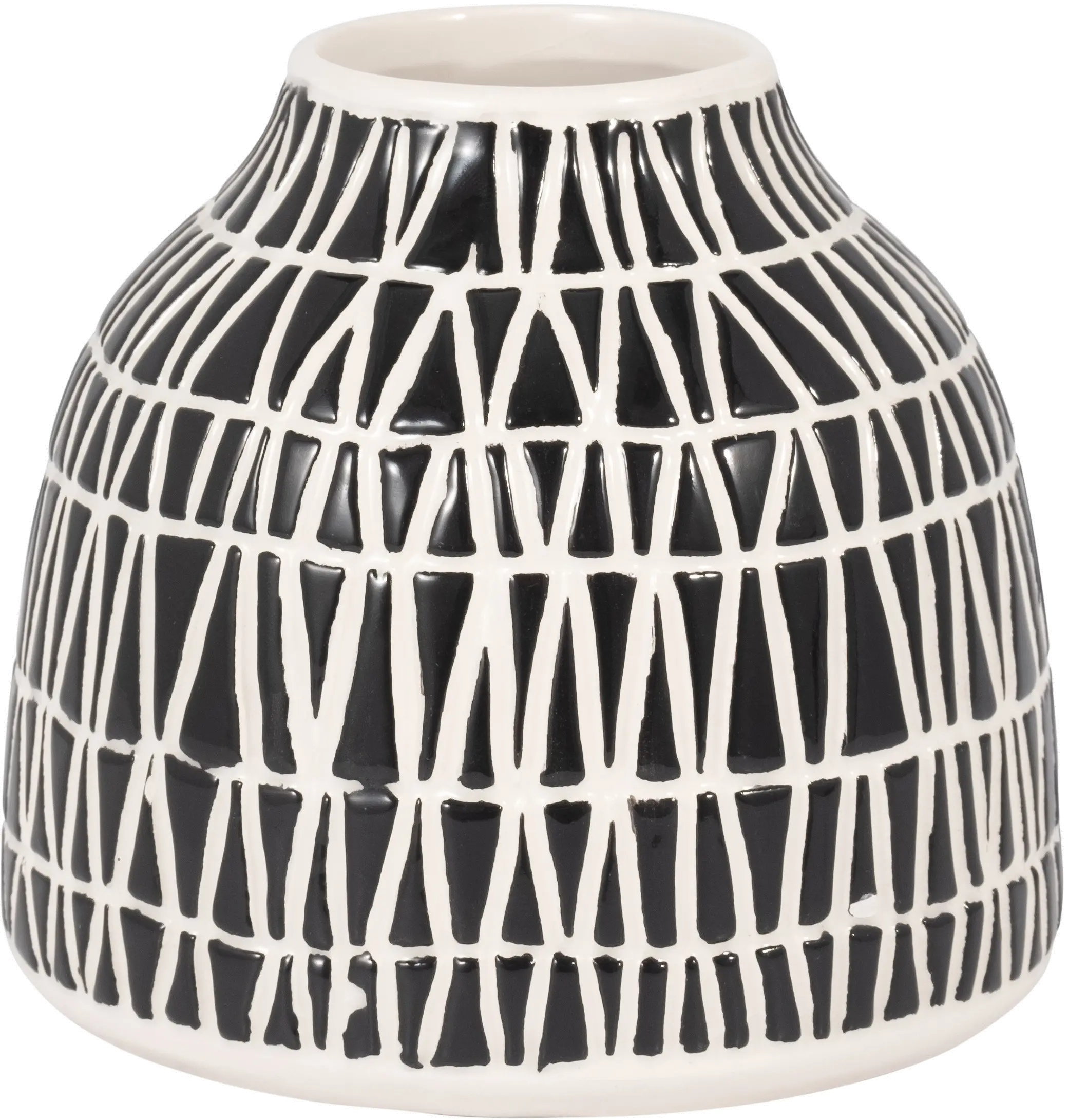 5-Inch Black and White Decorative Tribal Vase-1