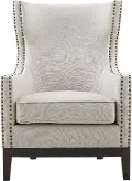 Roswell Beige Linen Accent Chair
