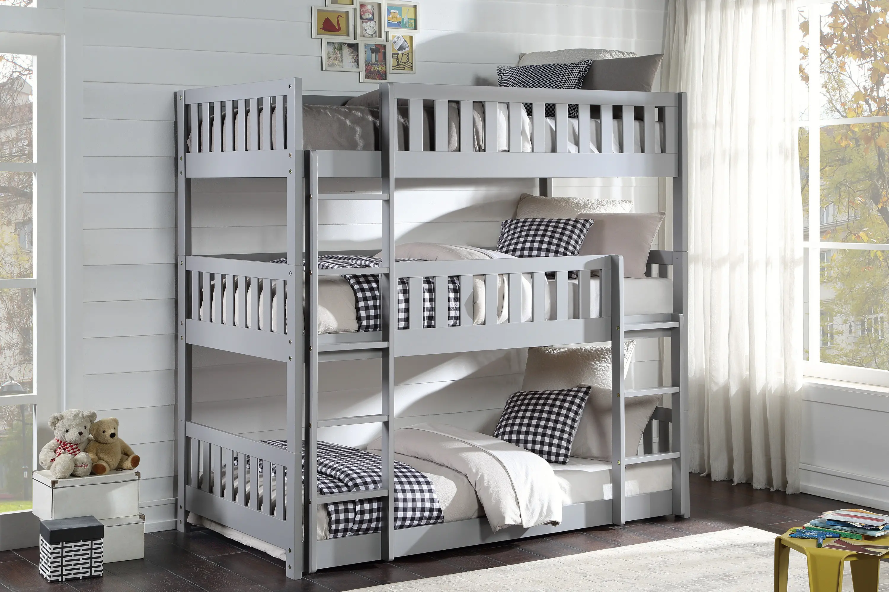 Oakley Gray Triple Twin Bunk Bed-2