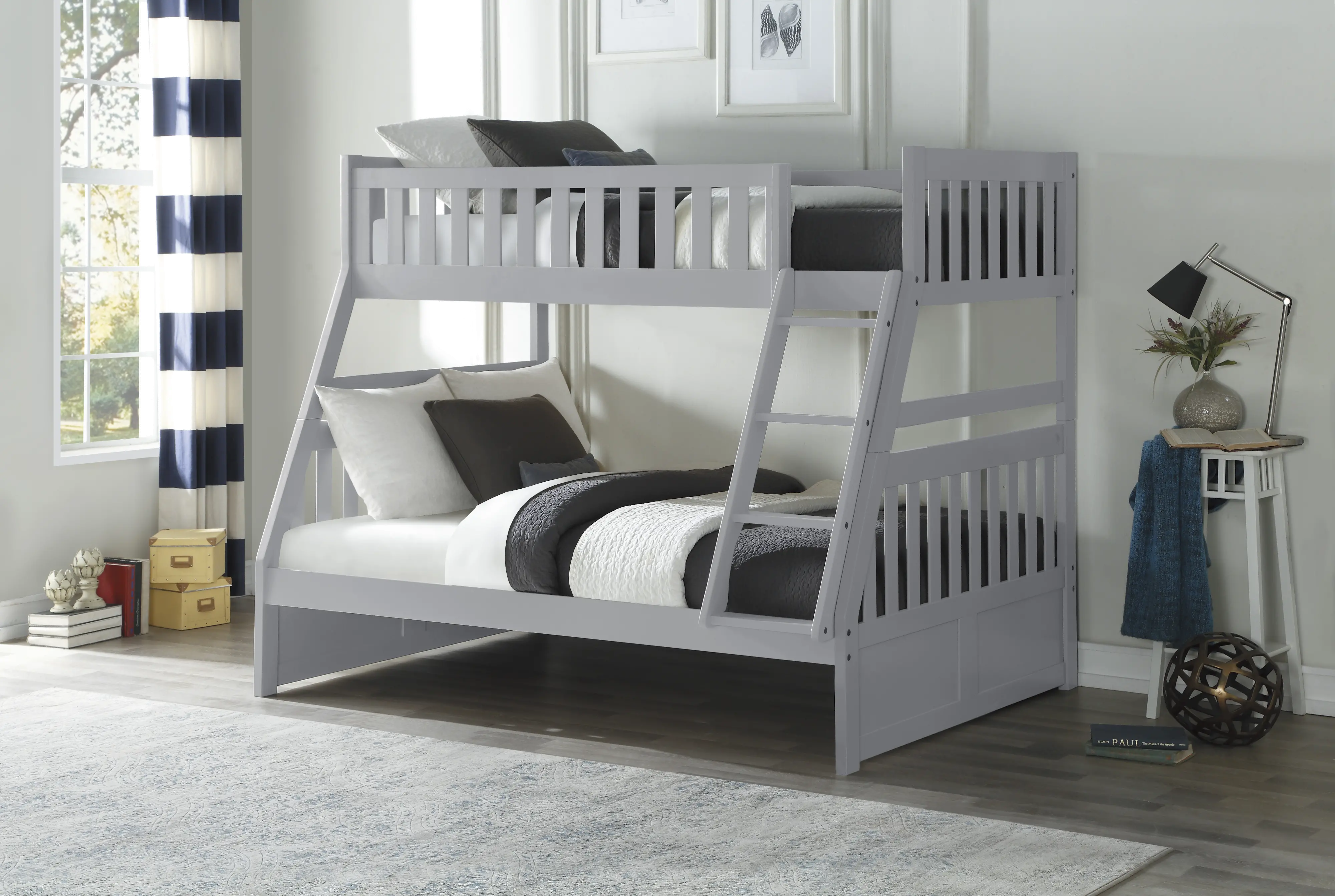 Oakley Gray Twin-over-Full Bunk Bed-2