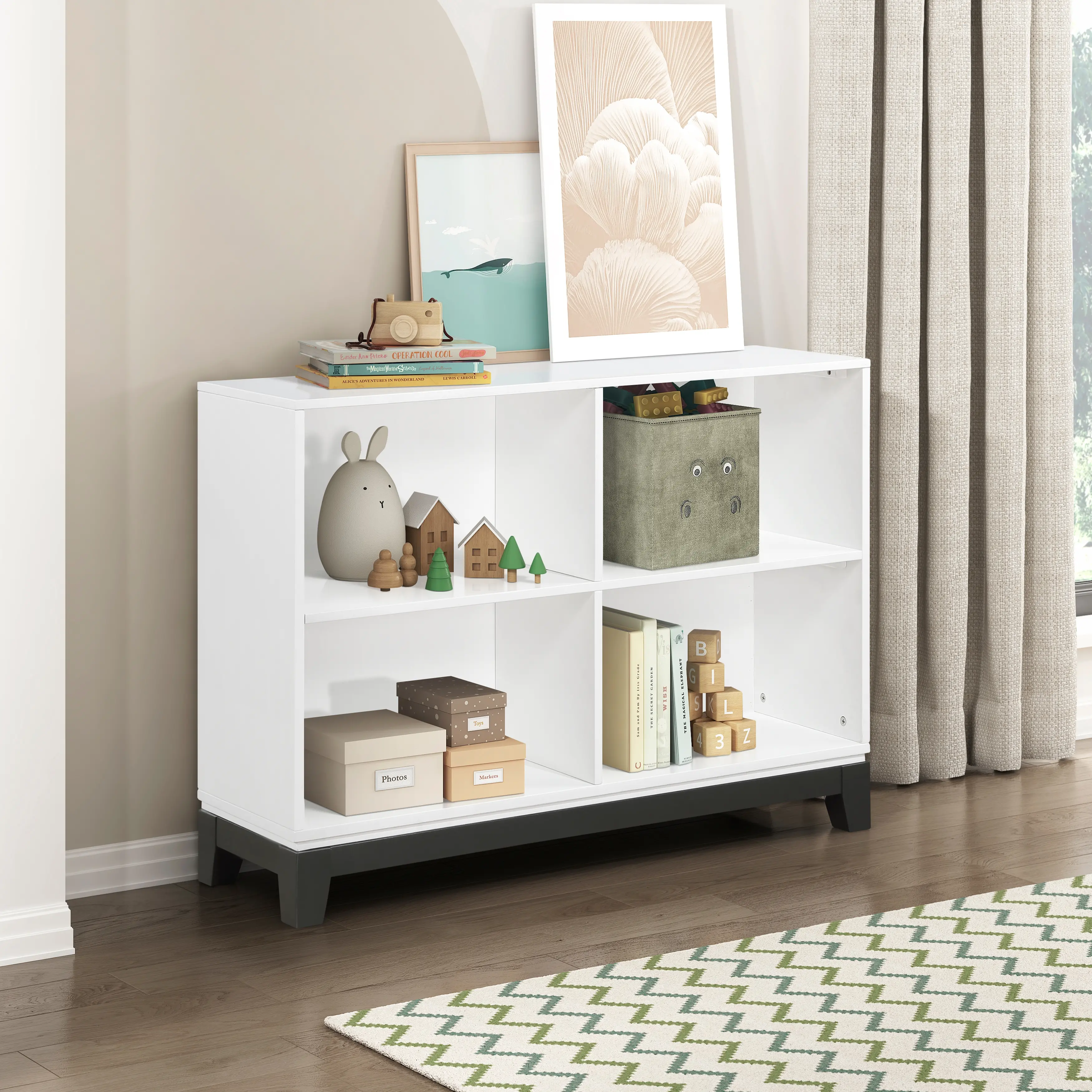Jordan White 4-Shelf Bookcase-2