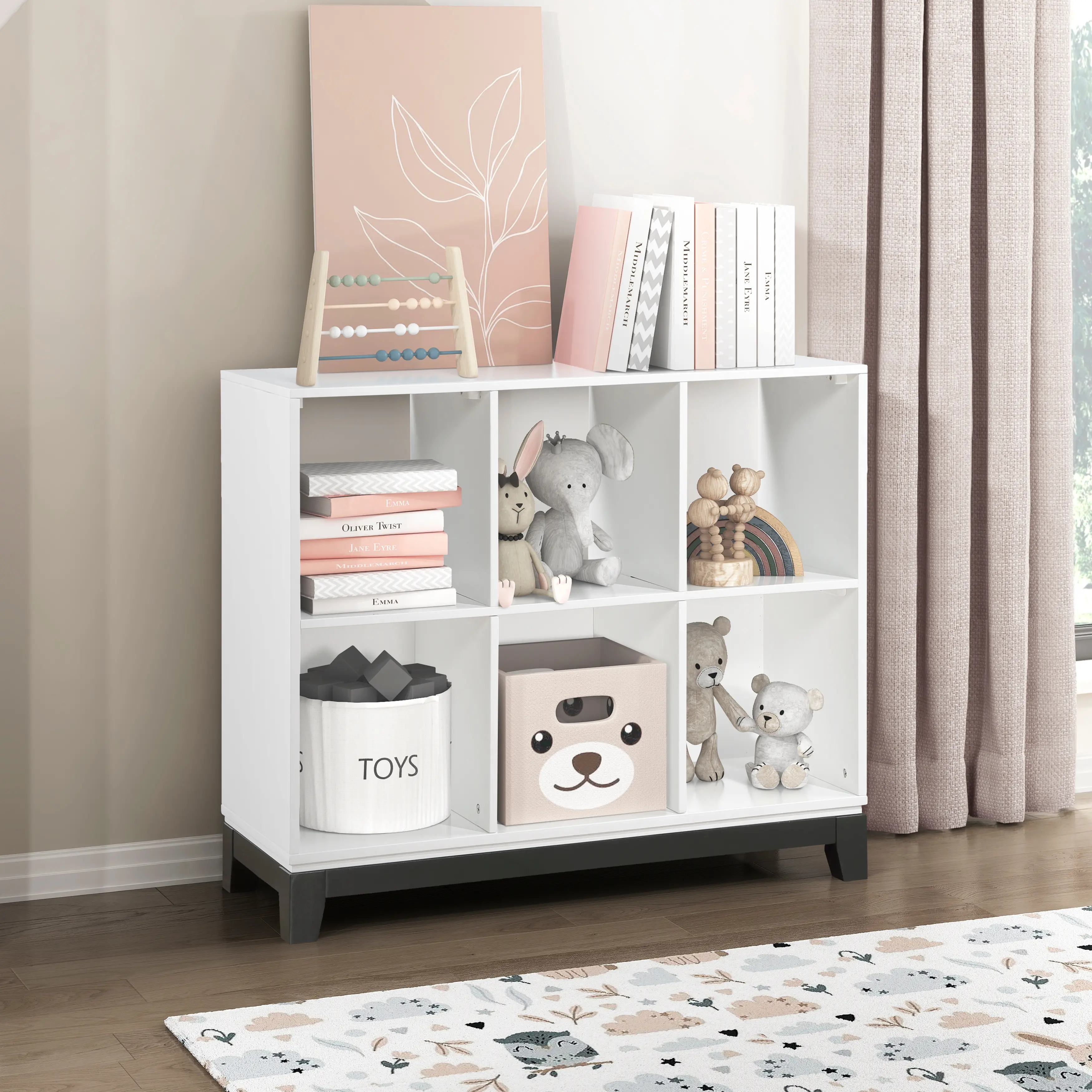 Jordan White 6-Shelf Bookcase-2